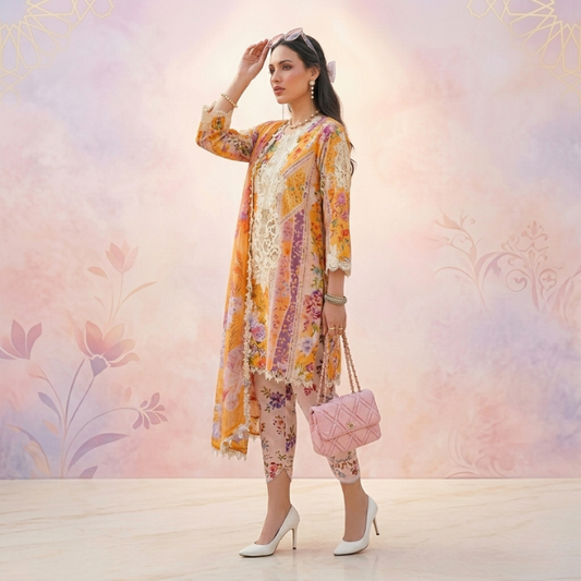 Chifon Dupatta Embroided 3 Piece Suit