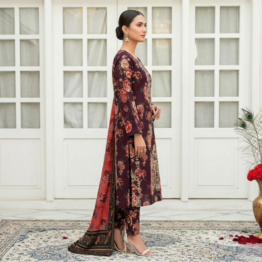 3 Piece Suit With Lawn Dupatta