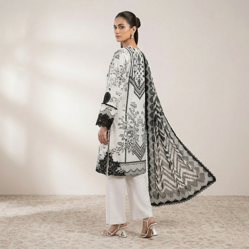 3 Piece Suit With Chifon Dupatta