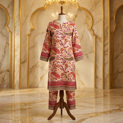 2 Piece Overall Printed Lawn Suit
