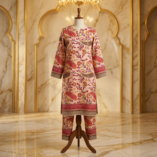 2 Piece Overall Printed Lawn Suit