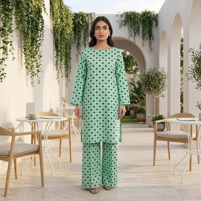 2 Piece Overall Printed Lawn Suit