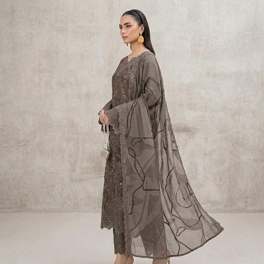3 Piece Suit With Chifon Dupatta