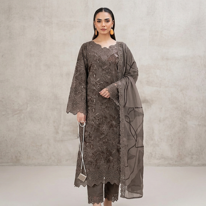 3 Piece Suit With Chifon Dupatta