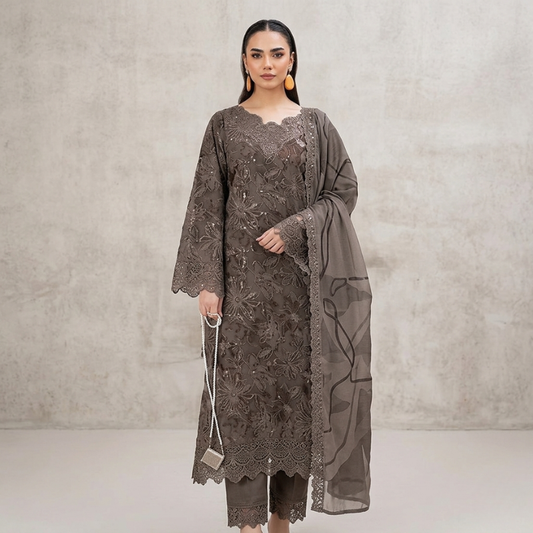 3 Piece Suit With Chifon Dupatta