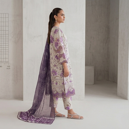 3 Piece Suit With Chifon Dupatta