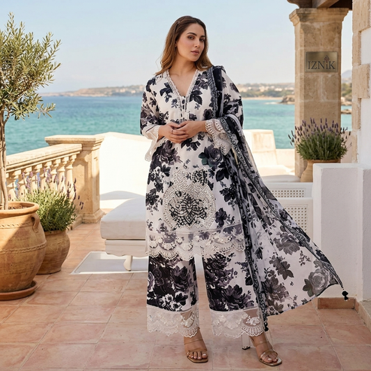 3 Piece Suit With Chifon Dupatta