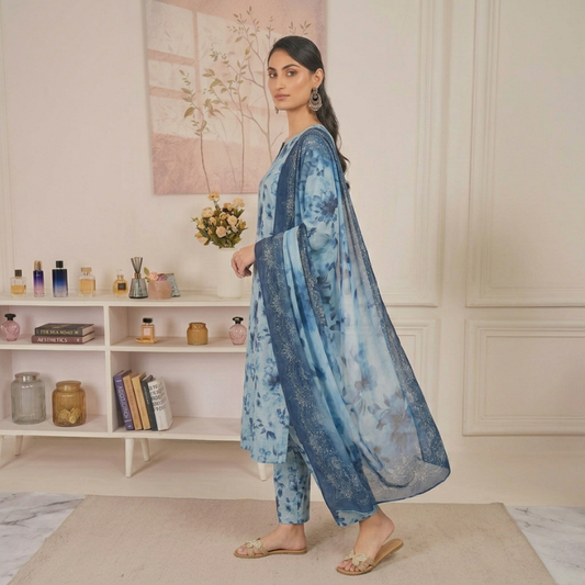 Bana Dora lawn With Allover Print Bamber Dupatta 3piece suit