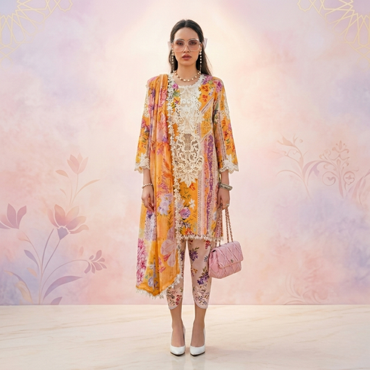 Chifon Dupatta Embroided 3 Piece Suit
