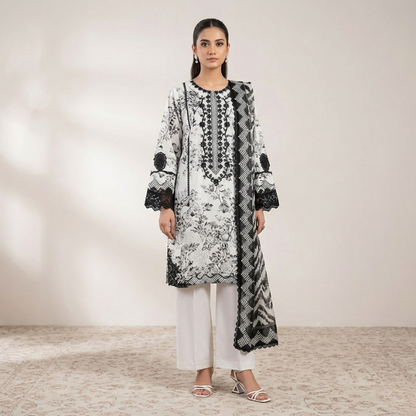 3 Piece Suit With Chifon Dupatta